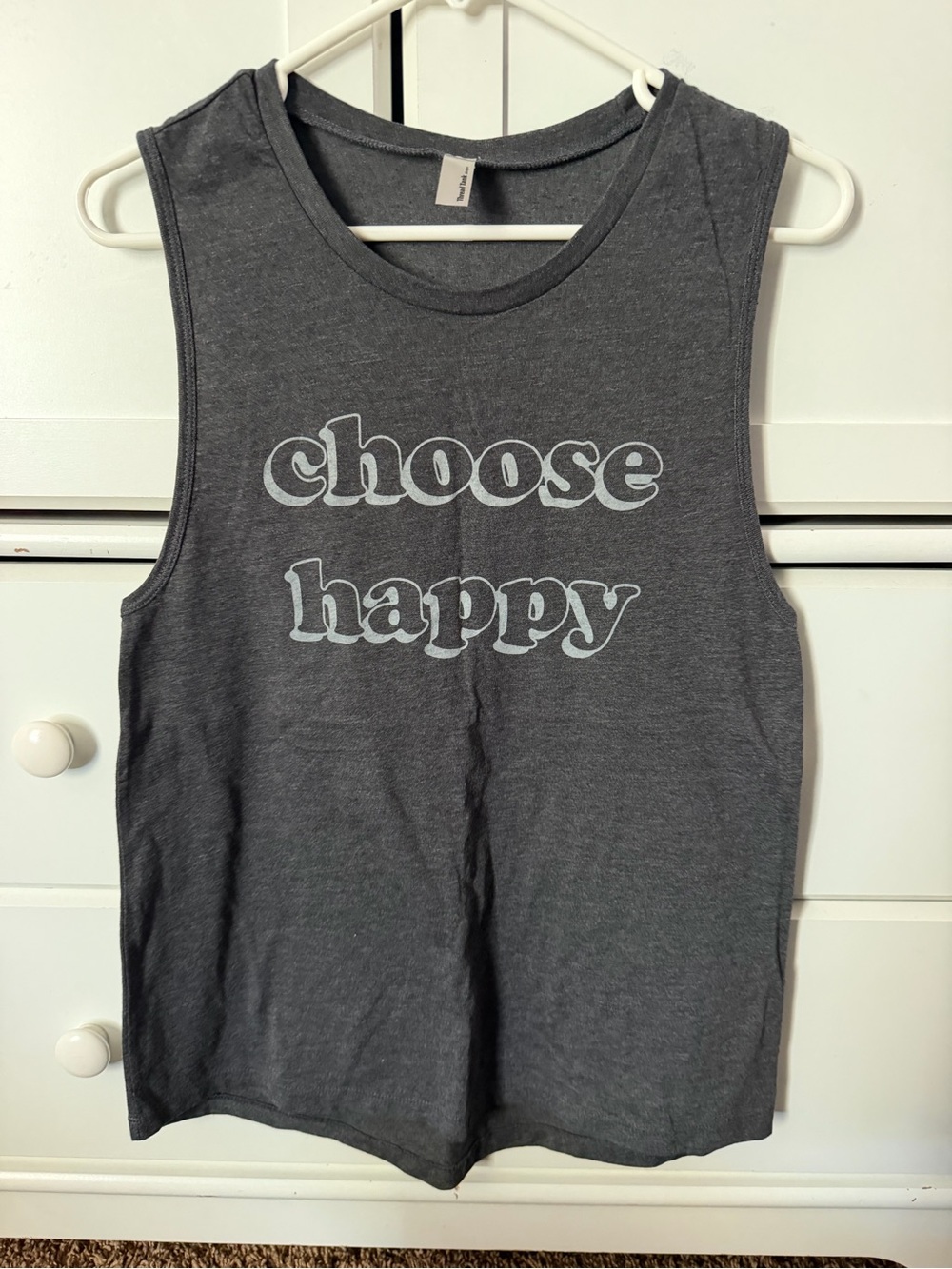 Choose Happy Graphic Muscle Tank - Gray